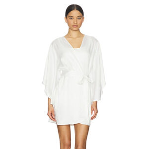 NEW homebodii Luna Robe White Satin Short Silk Bridal Sexy Small